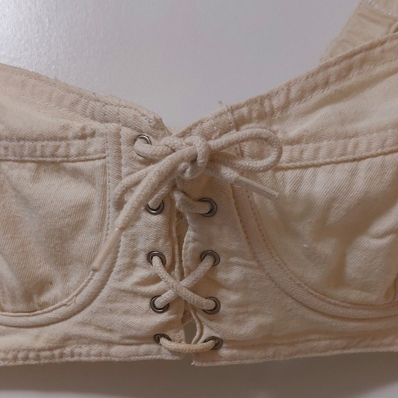 EXP Jeans Outer denim bra with lace up - Picture 2 of 6